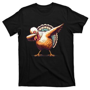 Funny Dabbing Turkey Thanksgiving Day Pilgrim Girls Dab T-Shirt