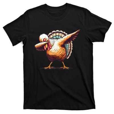 Funny Dabbing Turkey Thanksgiving Day Pilgrim Girls Dab T-Shirt