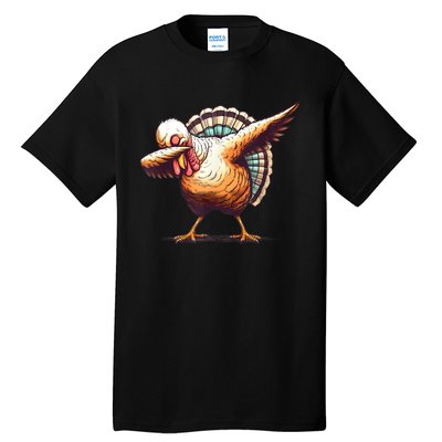 Funny Dabbing Turkey Thanksgiving Day Pilgrim Girls Dab Tall T-Shirt