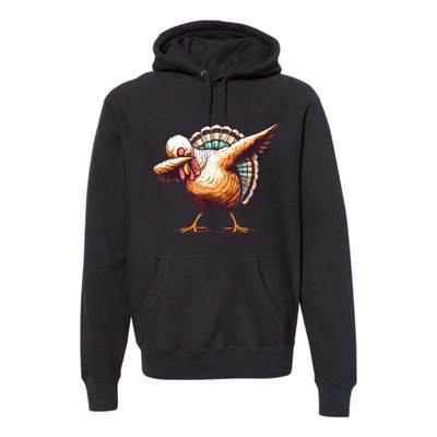 Funny Dabbing Turkey Thanksgiving Day Pilgrim Girls Dab Premium Hoodie