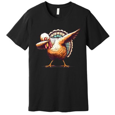 Funny Dabbing Turkey Thanksgiving Day Pilgrim Girls Dab Premium T-Shirt