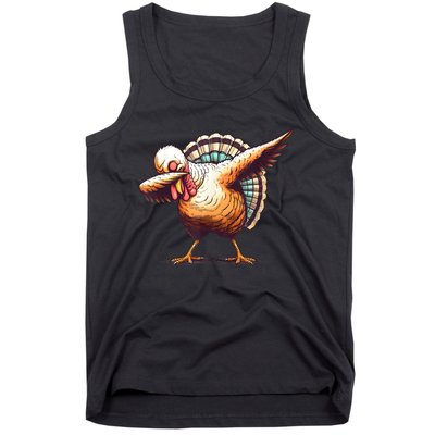 Funny Dabbing Turkey Thanksgiving Day Pilgrim Girls Dab Tank Top