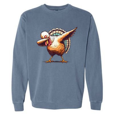 Funny Dabbing Turkey Thanksgiving Day Pilgrim Girls Dab Garment-Dyed Sweatshirt