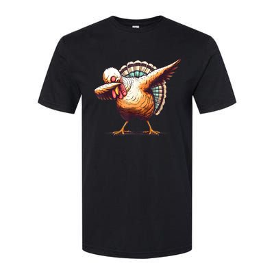 Funny Dabbing Turkey Thanksgiving Day Pilgrim Girls Dab Softstyle CVC T-Shirt