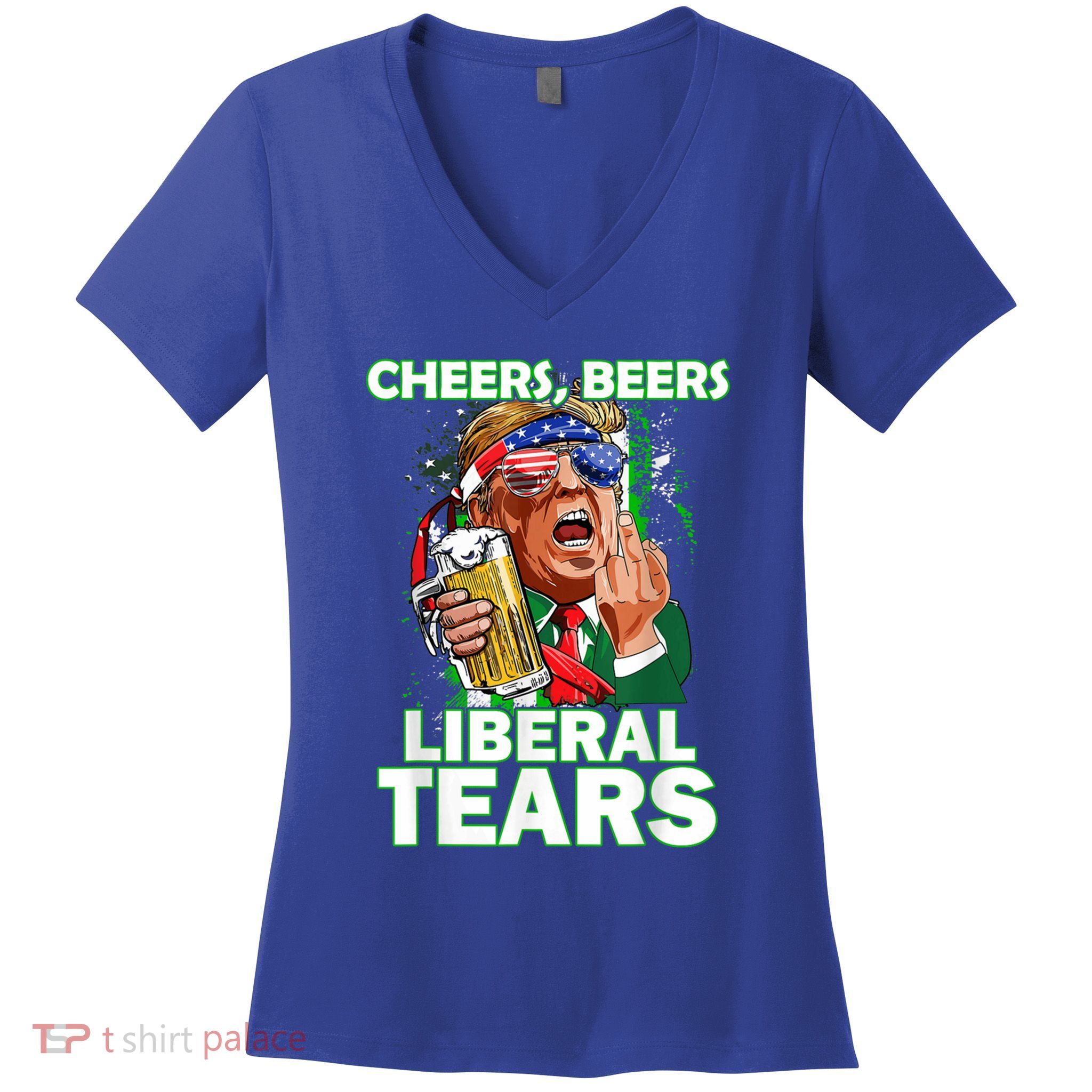 Funny Donald Trump Cheer Beer Liberal Tear Vote Republican Meaningful Gift Women's V-Neck T-Shirt