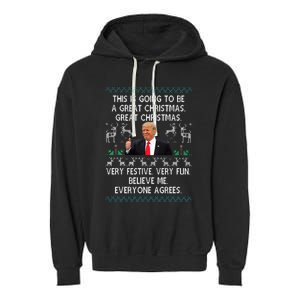 Funny Donald Trump Merry Christmas Xmas Pajamas Holiday Ugly Garment-Dyed Fleece Hoodie