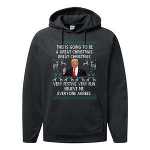 Funny Donald Trump Merry Christmas Xmas Pajamas Holiday Ugly Performance Fleece Hoodie