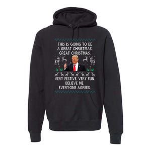 Funny Donald Trump Merry Christmas Xmas Pajamas Holiday Ugly Premium Hoodie