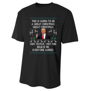 Funny Donald Trump Merry Christmas Xmas Pajamas Holiday Ugly Performance Sprint T-Shirt