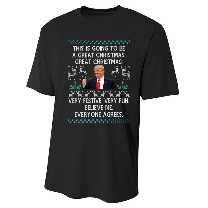 Funny Donald Trump Merry Christmas Xmas Pajamas Holiday Ugly Performance Sprint T-Shirt