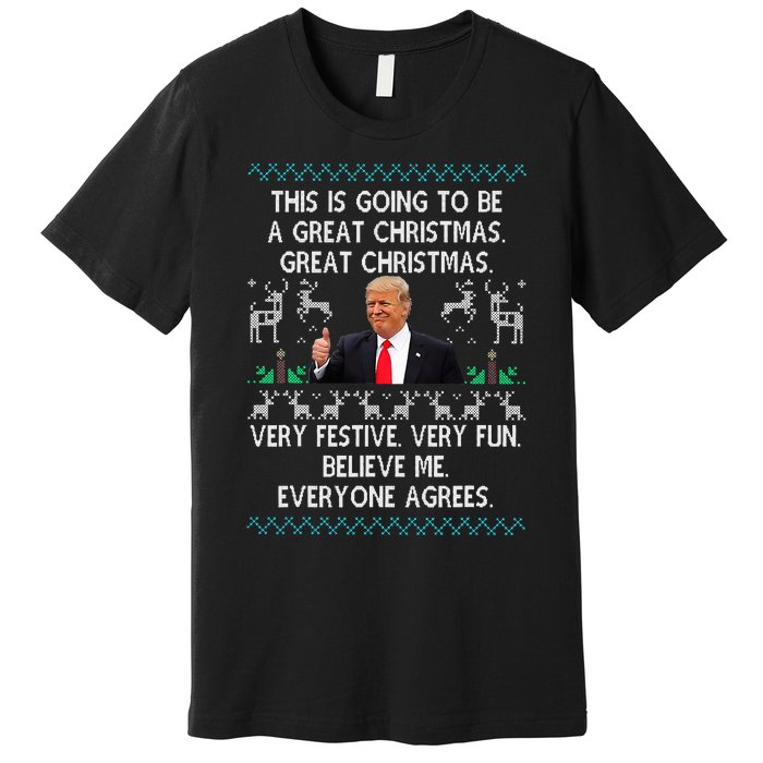 Funny Donald Trump Merry Christmas Xmas Pajamas Holiday Ugly Premium T-Shirt