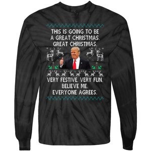 Funny Donald Trump Merry Christmas Xmas Pajamas Holiday Ugly Tie-Dye Long Sleeve Shirt