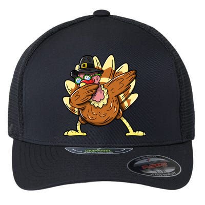 Funny Dabbing Turkey Day Thanksgiving Gift Flexfit Unipanel Trucker Cap