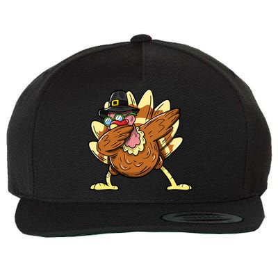 Funny Dabbing Turkey Day Thanksgiving Gift Wool Snapback Cap