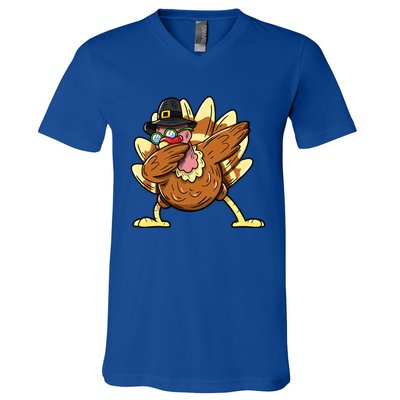 Funny Dabbing Turkey Day Thanksgiving Gift V-Neck T-Shirt