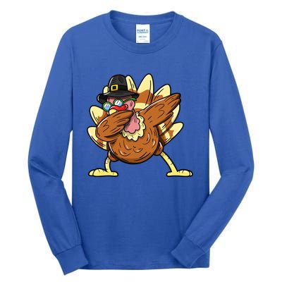 Funny Dabbing Turkey Day Thanksgiving Gift Tall Long Sleeve T-Shirt