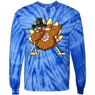 Funny Dabbing Turkey Day Thanksgiving Gift Tie-Dye Long Sleeve Shirt