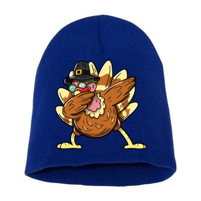 Funny Dabbing Turkey Day Thanksgiving Gift Short Acrylic Beanie