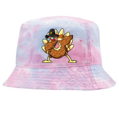 Funny Dabbing Turkey Day Thanksgiving Gift Tie-Dyed Bucket Hat