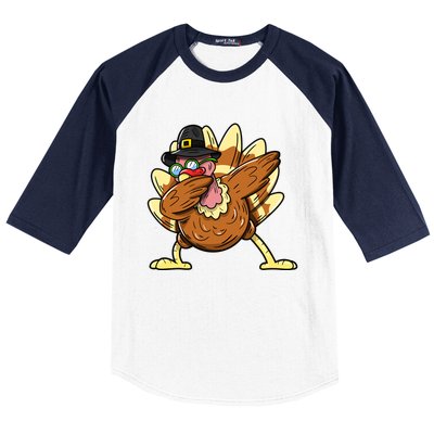 Funny Dabbing Turkey Day Thanksgiving Gift Baseball Sleeve Shirt