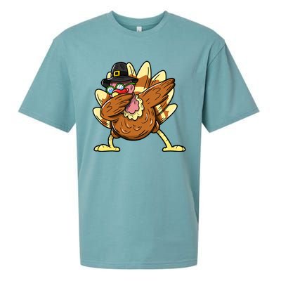 Funny Dabbing Turkey Day Thanksgiving Gift Sueded Cloud Jersey T-Shirt