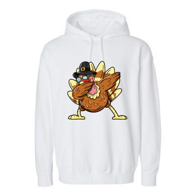 Funny Dabbing Turkey Day Thanksgiving Gift Garment-Dyed Fleece Hoodie