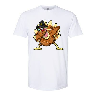 Funny Dabbing Turkey Day Thanksgiving Gift Softstyle CVC T-Shirt