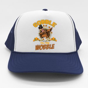 Friendsgiving Dabbing Turkey Gobble Till You Wobble Funny Gift Trucker Hat