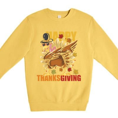 Funny Dabbing Turkey Happy Thanksgiving Day Great Gift Premium Crewneck Sweatshirt