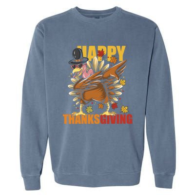 Funny Dabbing Turkey Happy Thanksgiving Day Great Gift Garment-Dyed Sweatshirt