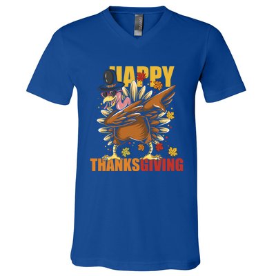 Funny Dabbing Turkey Happy Thanksgiving Day Great Gift V-Neck T-Shirt