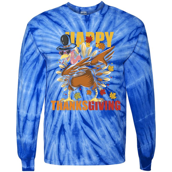 Funny Dabbing Turkey Happy Thanksgiving Day Great Gift Tie-Dye Long Sleeve Shirt