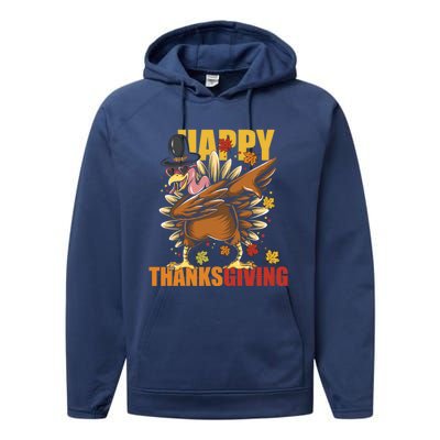 Funny Dabbing Turkey Happy Thanksgiving Day Great Gift Performance Fleece Hoodie