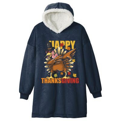 Funny Dabbing Turkey Happy Thanksgiving Day Great Gift Hooded Wearable Blanket