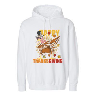 Funny Dabbing Turkey Happy Thanksgiving Day Great Gift Garment-Dyed Fleece Hoodie