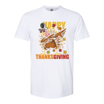 Funny Dabbing Turkey Happy Thanksgiving Day Great Gift Softstyle CVC T-Shirt