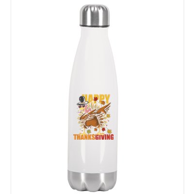 Funny Dabbing Turkey Happy Thanksgiving Day Great Gift Stainless Steel Insulated Water Bottle