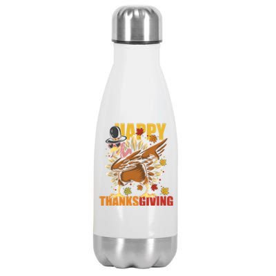 Funny Dabbing Turkey Happy Thanksgiving Day Great Gift Stainless Steel Insulated Water Bottle