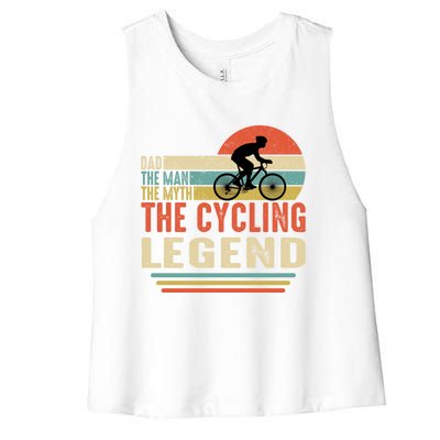 Funny Dad Tee Dad The The Myth The Cycling Legend Funny Gift Women's Racerback Cropped Tank