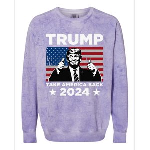 Funny Donald Trump 2024 Take America Back Maga Colorblast Crewneck Sweatshirt