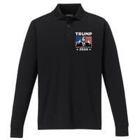 Funny Donald Trump 2024 Take America Back Maga Performance Long Sleeve Polo