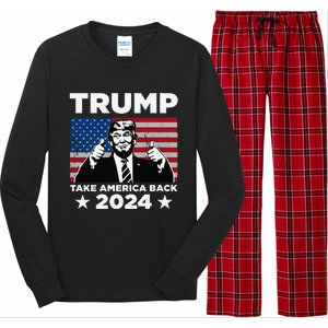 Funny Donald Trump 2024 Take America Back Maga Long Sleeve Pajama Set