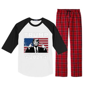 Funny Donald Trump 2024 Take America Back Maga Raglan Sleeve Pajama Set