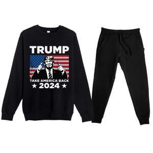 Funny Donald Trump 2024 Take America Back Maga Premium Crewneck Sweatsuit Set