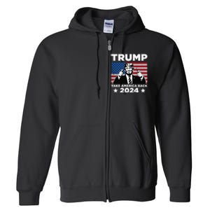 Funny Donald Trump 2024 Take America Back Maga Full Zip Hoodie