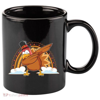 Funny Dabbing Turkey Festive Dinner Rainbow Blessed Turkey Gift 11oz C Handle Ceramic Mug