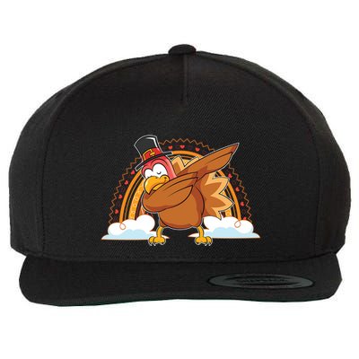 Funny Dabbing Turkey Festive Dinner Rainbow Blessed Turkey Gift Wool Snapback Cap