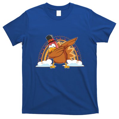 Funny Dabbing Turkey Festive Dinner Rainbow Blessed Turkey Gift T-Shirt