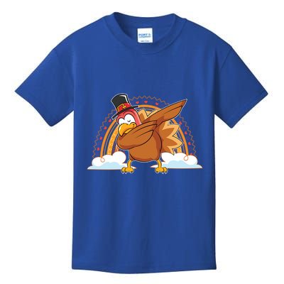 Funny Dabbing Turkey Festive Dinner Rainbow Blessed Turkey Gift Kids T-Shirt