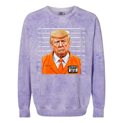 Funny Donald Trump Mugshot Trump Prison Pro Trump Funny President Colorblast Crewneck Sweatshirt